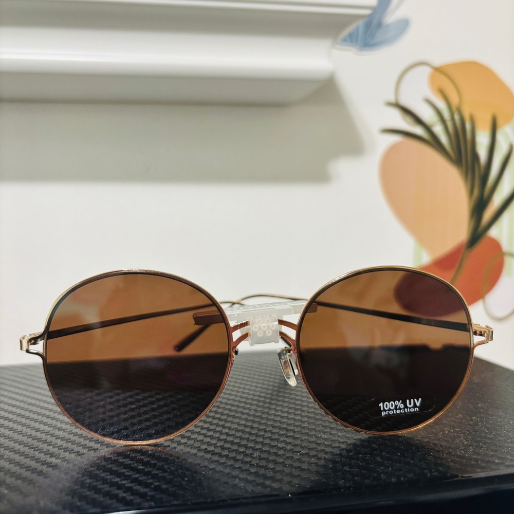Hello Sunshine Round Frame Sunglasses Brown
